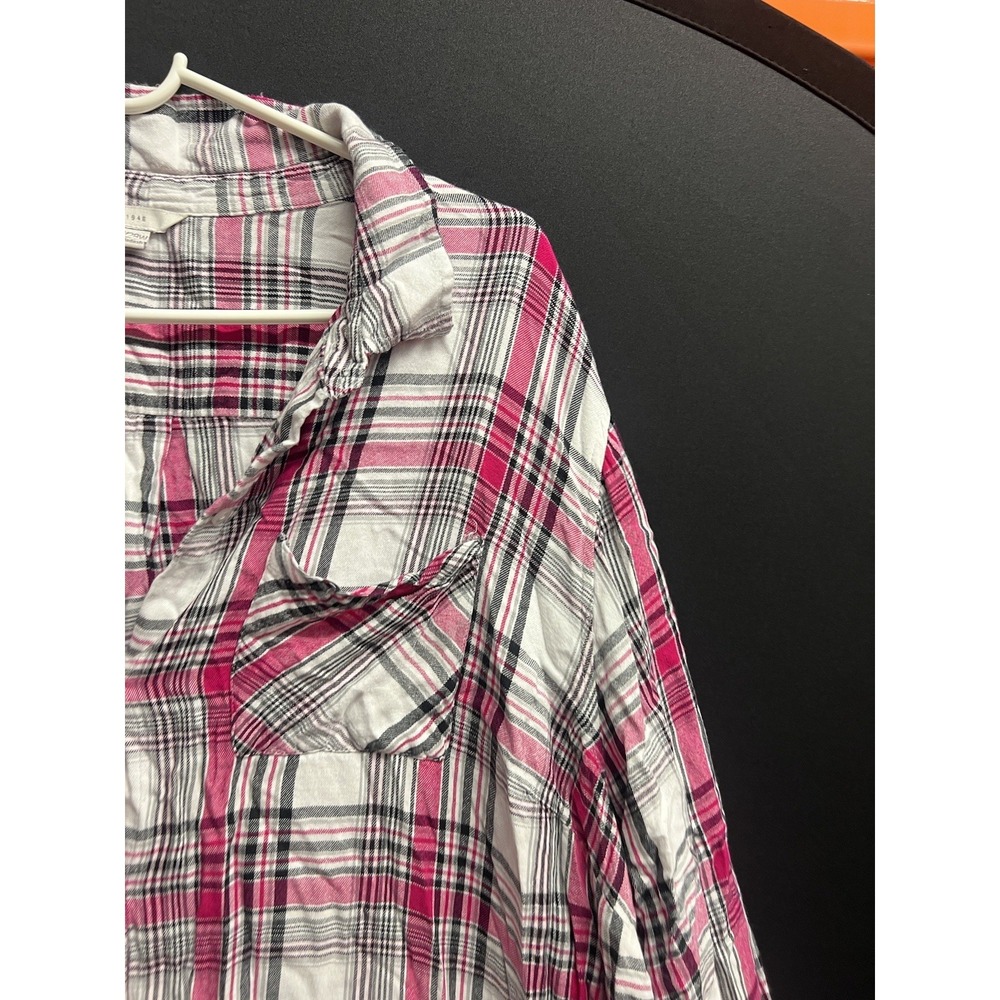 Woman Plus Sz 26/28 Multicolor Plaid Button Down Shirt - Picture 2 of 9
